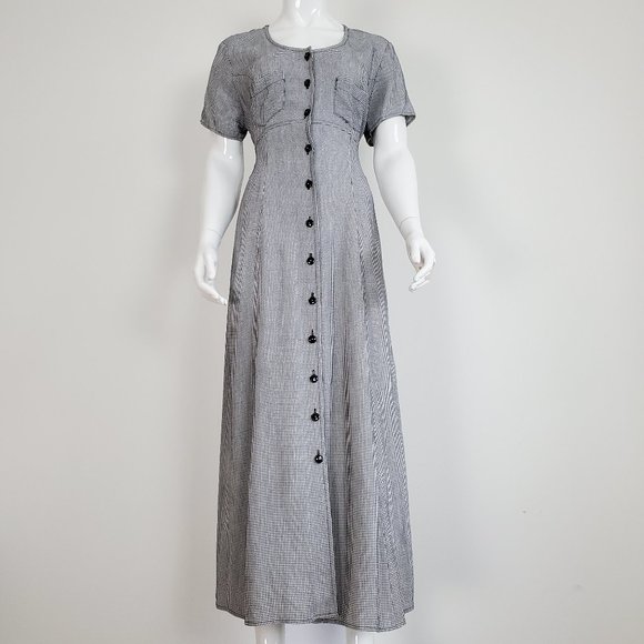 Vintage Dresses & Skirts - HELD Vintage 90's Black Gingham Maxi Dress